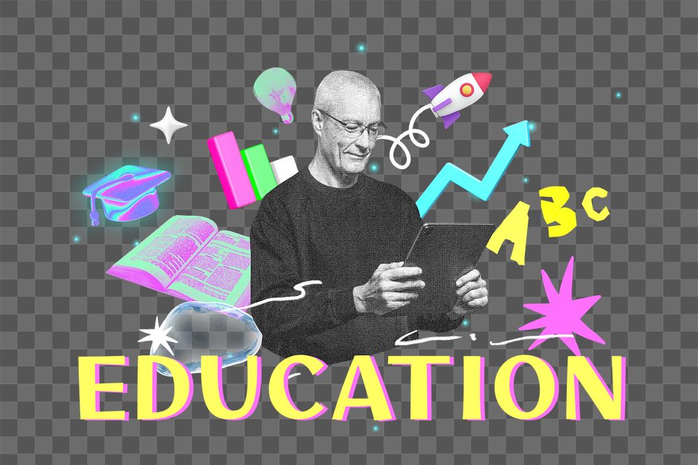 Education png element, editable collage remix