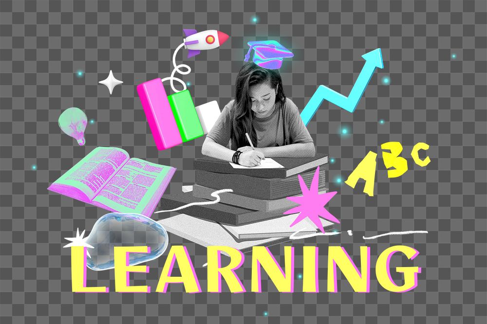 Learning png element, editable collage remix