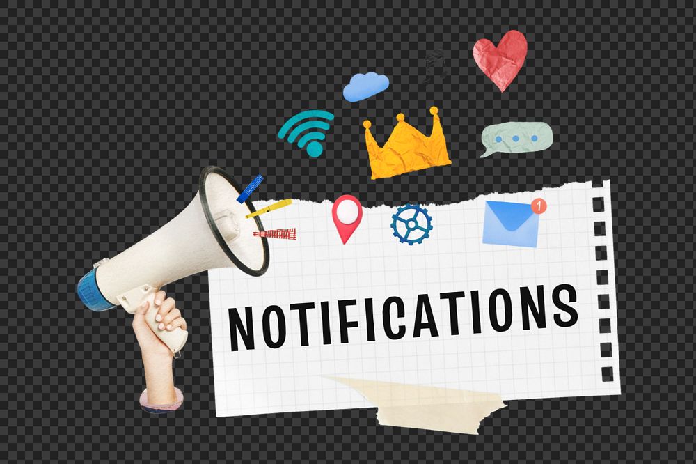 Notifications ripped paper element png, editable digital marketing collage remix design