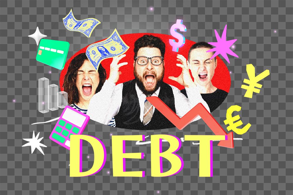 Debt png element, editable collage remix