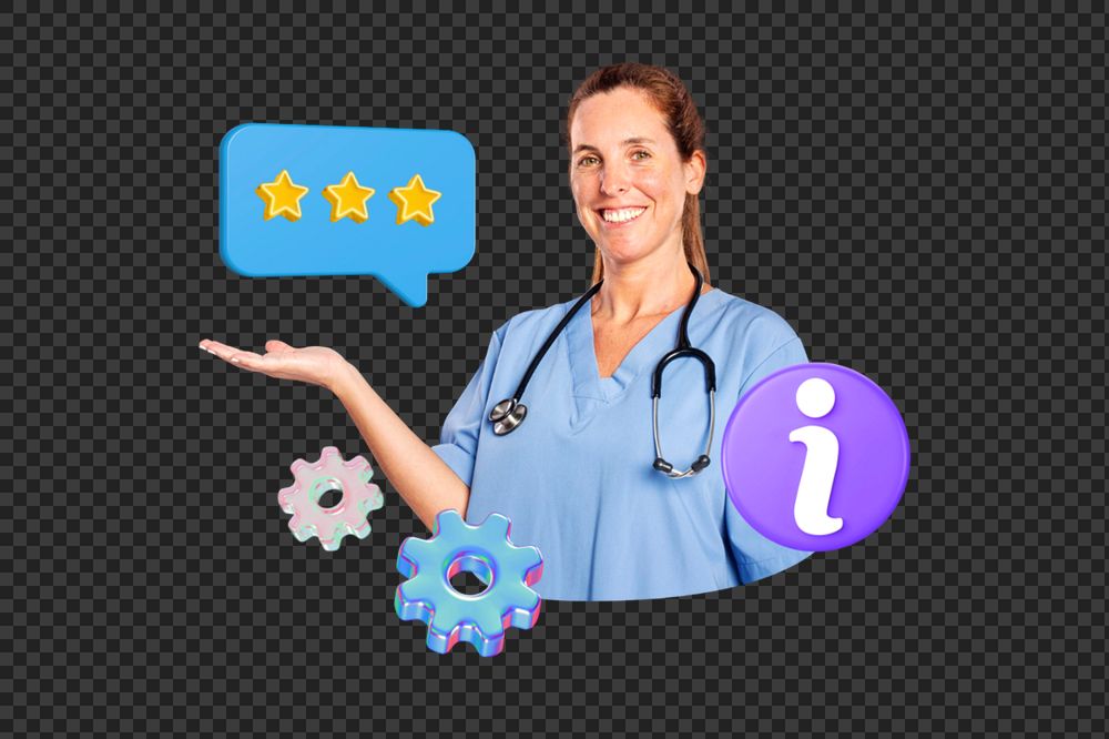 Online healthcare consultant png, 3D doctor remix