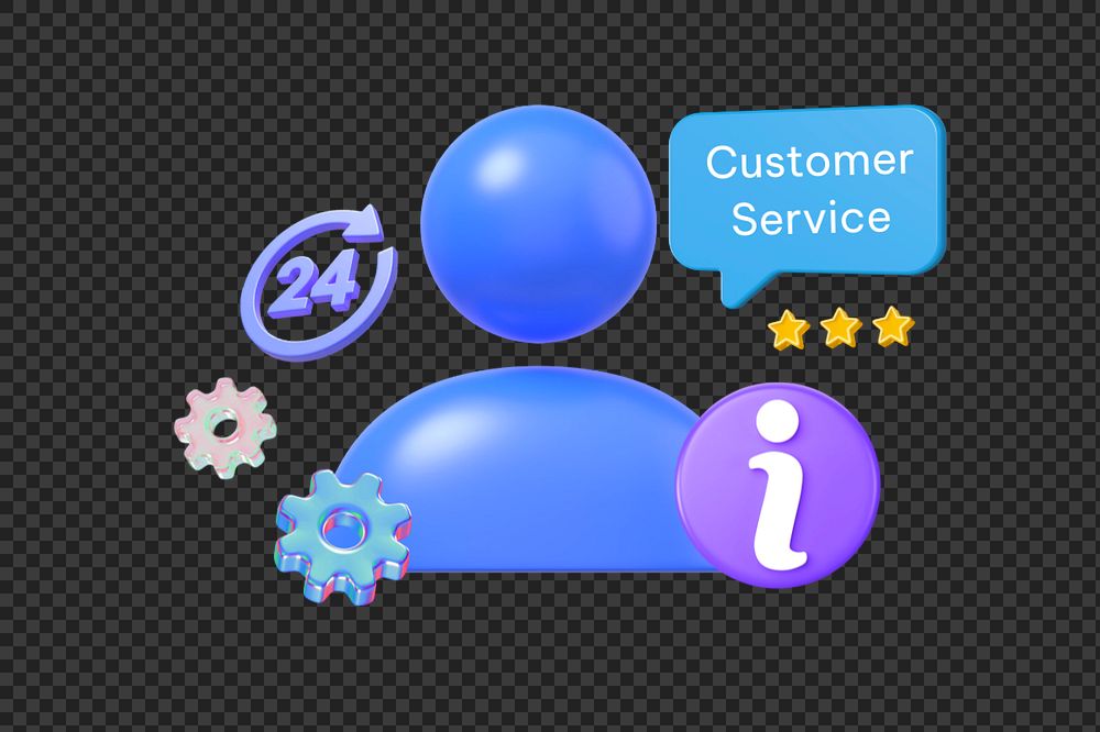 Customer service png word, 3D business remix