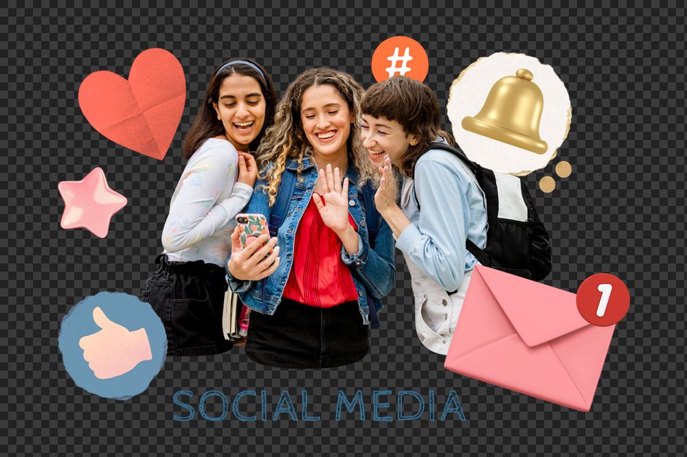 Social media png element, editable collage remix design