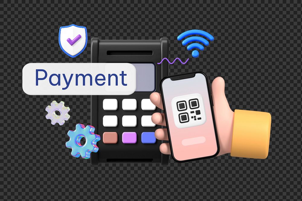 Payment word png, 3D credit card machine remix