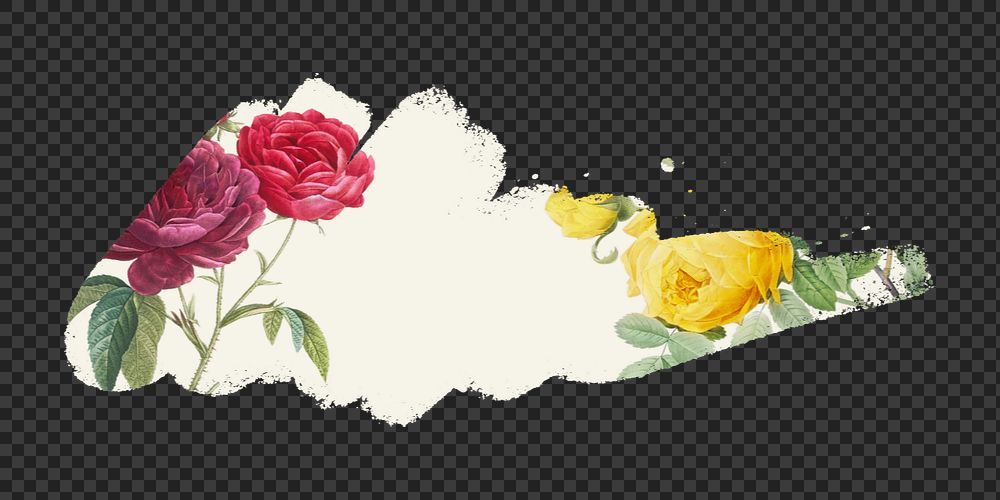 Paint stroke png mockup element, vintage flower transparent background. Remixed by rawpixel.