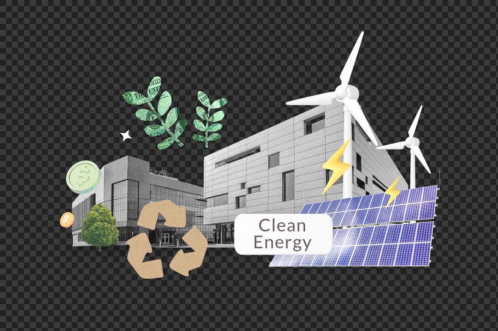 Clean energy png word, environment remix