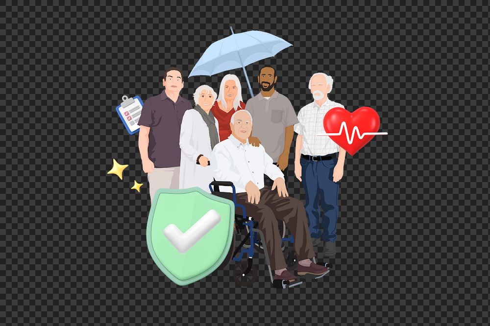 Senior care png, healthcare 3D remix
