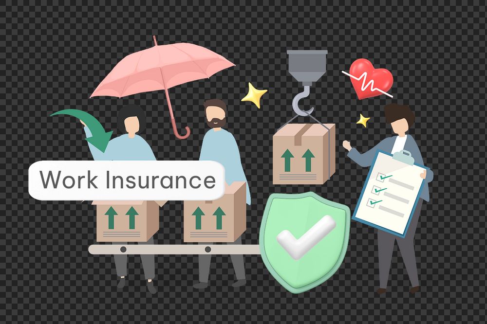 Work insurance png word, security & protection remix