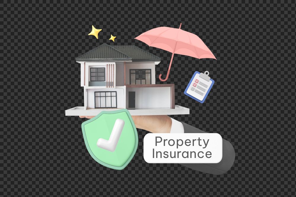 Property insurance png word, security & protection remix