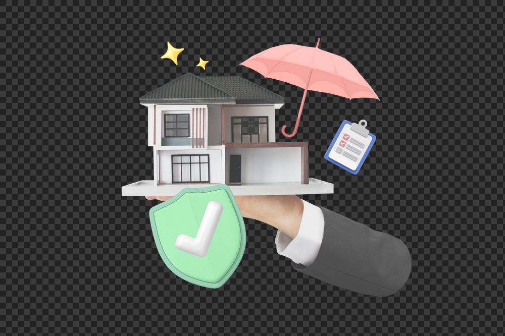 Home insurance png, property protection 3D remix