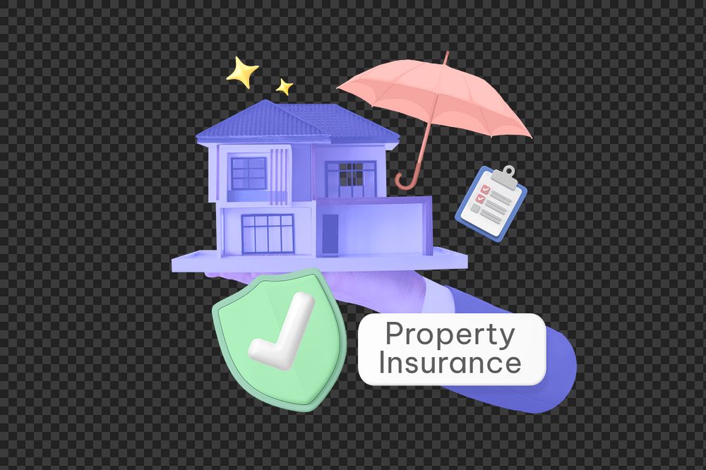 Property insurance png word, security & protection remix