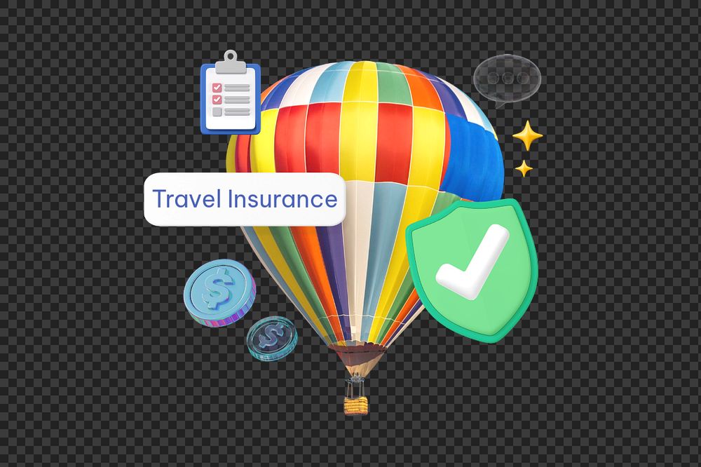 Travel insurance png word, security & protection remix