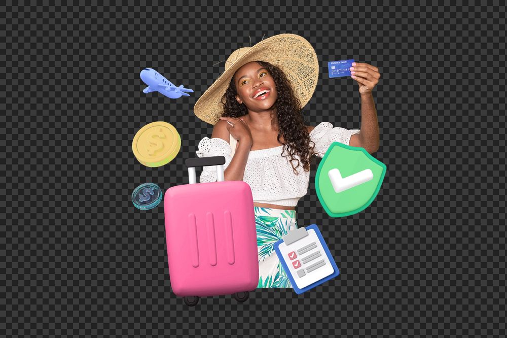 Travel insurance png, security & protection 3D remix