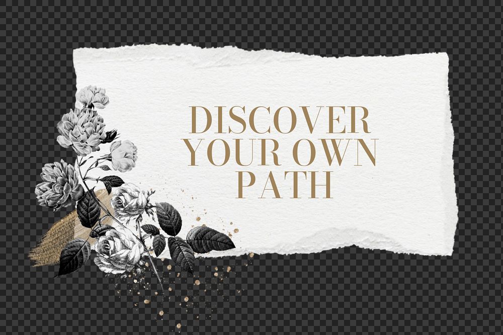 Discover your path png quote, aesthetic flower collage art, editable design