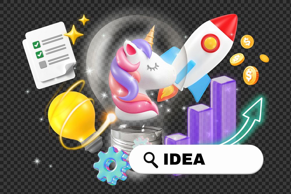 Idea, editable business word 3D remix