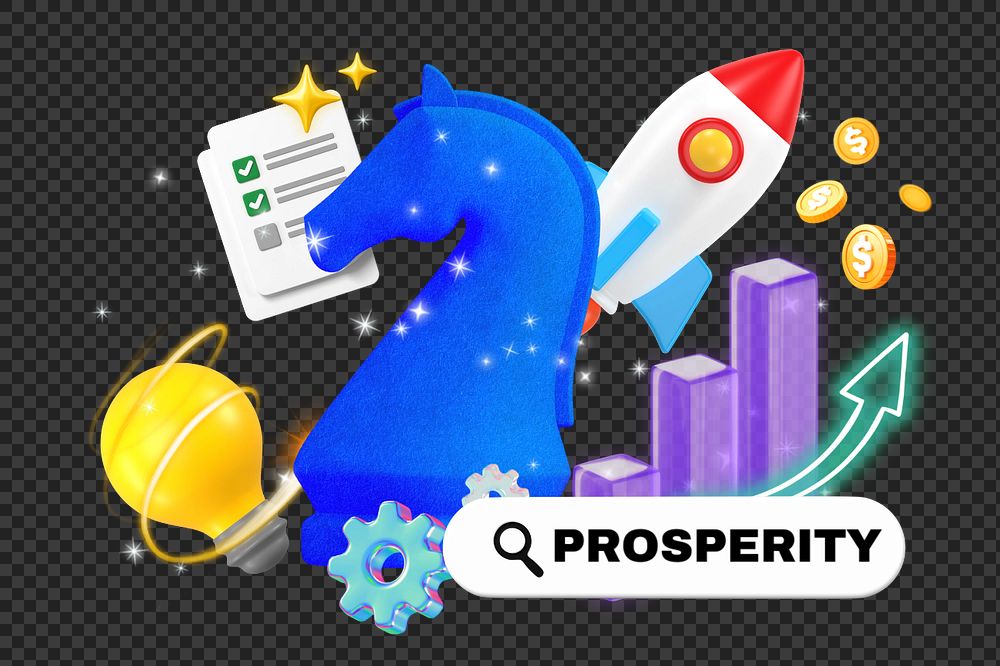 Prosperity, editable business word 3D remix