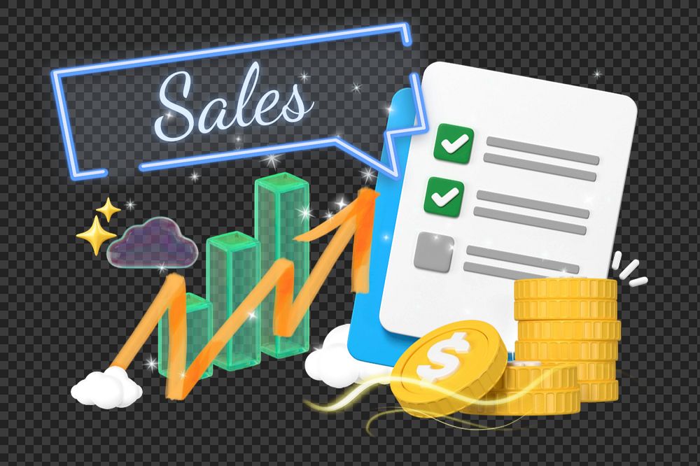 Sales, editable business word 3D remix