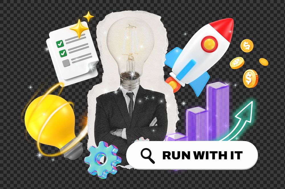 Run with it, editable business word 3D remix