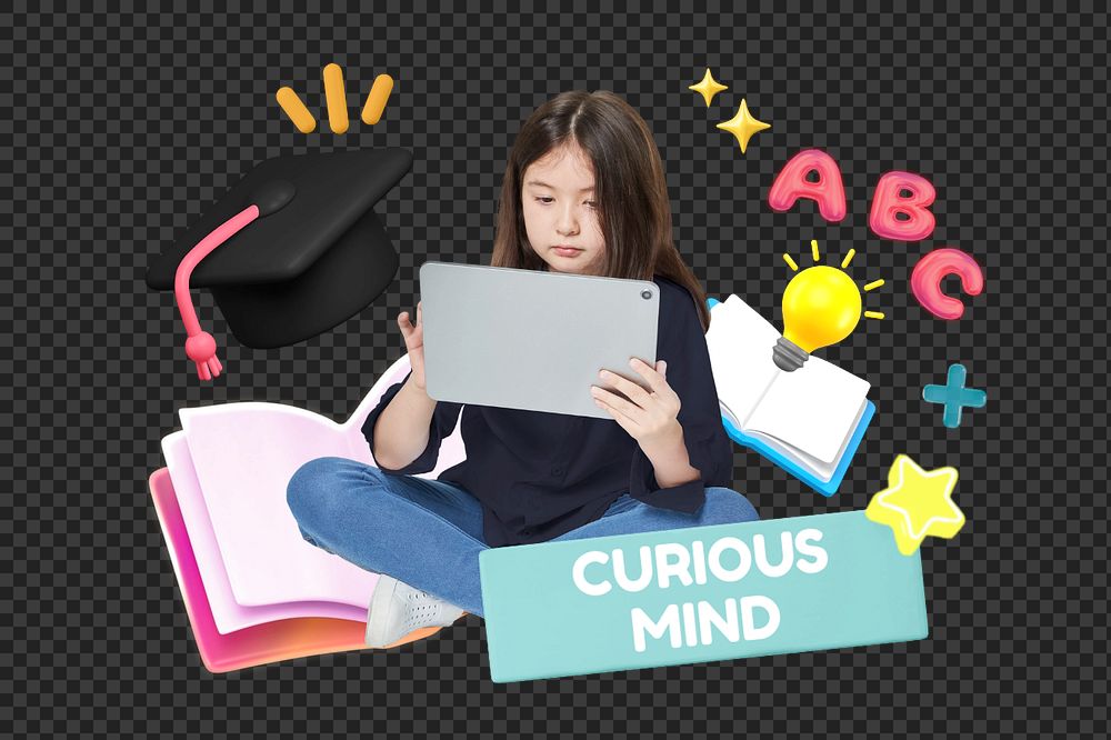 Curious mind, editable word, 3D remix