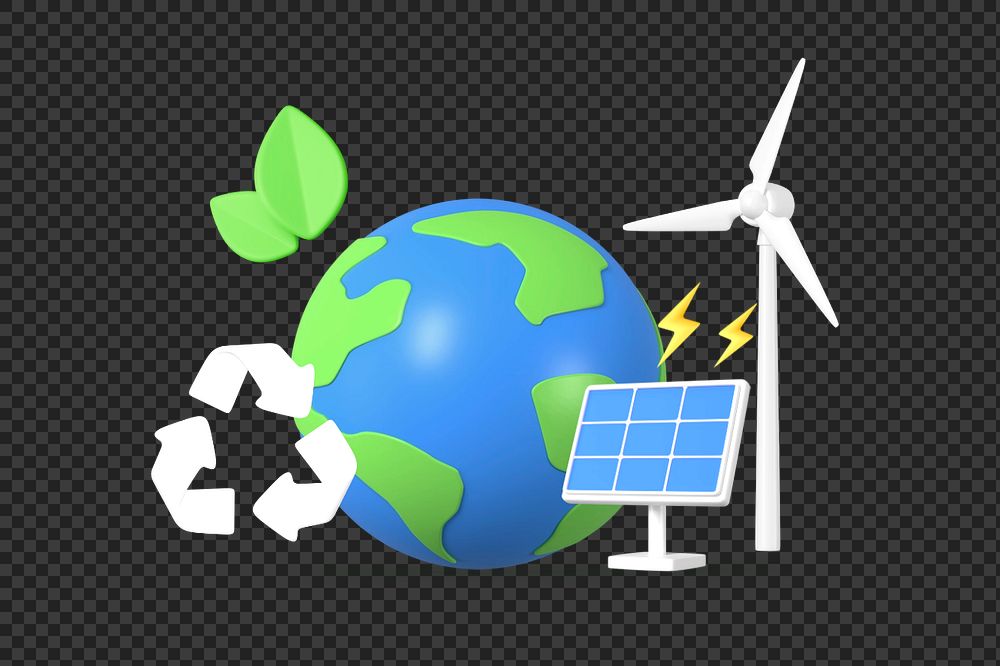 Renewable energy technology png, 3D environment remix
