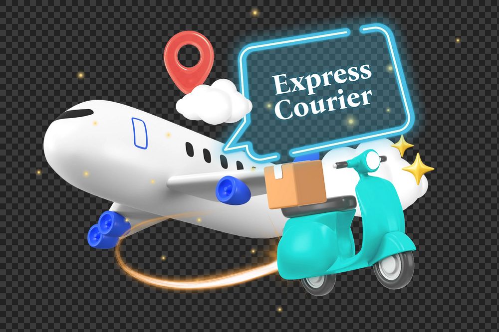 Express courier, editable word, 3D remix