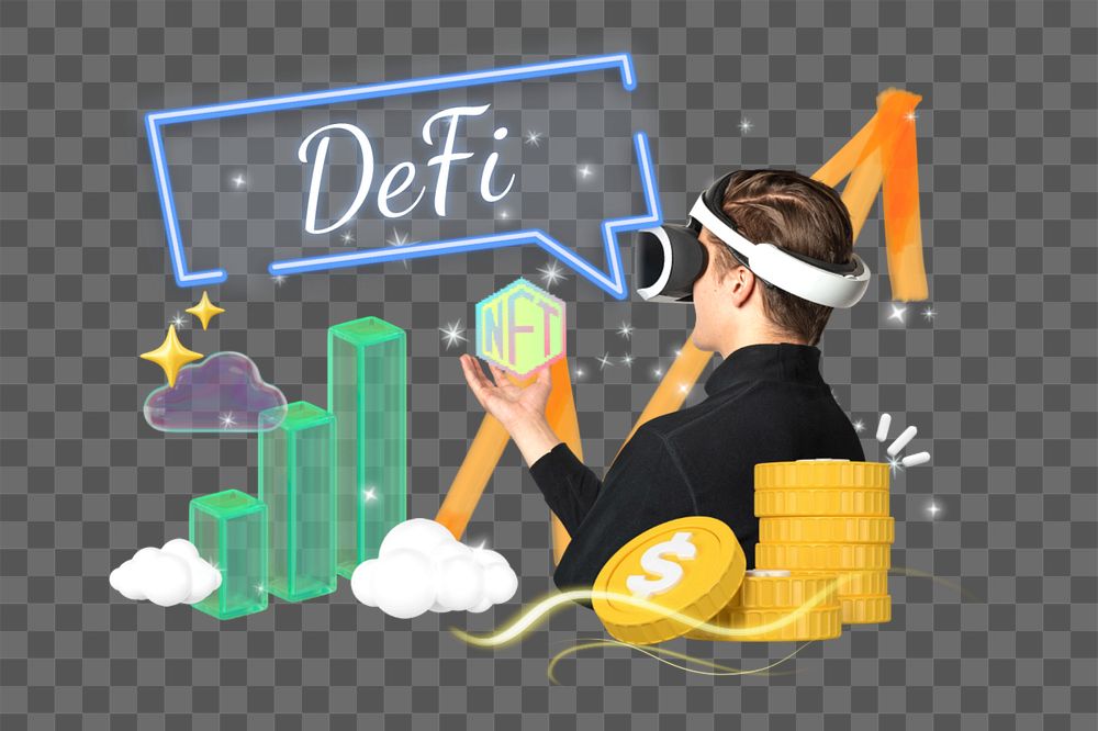 DeFi, editable business word 3D remix