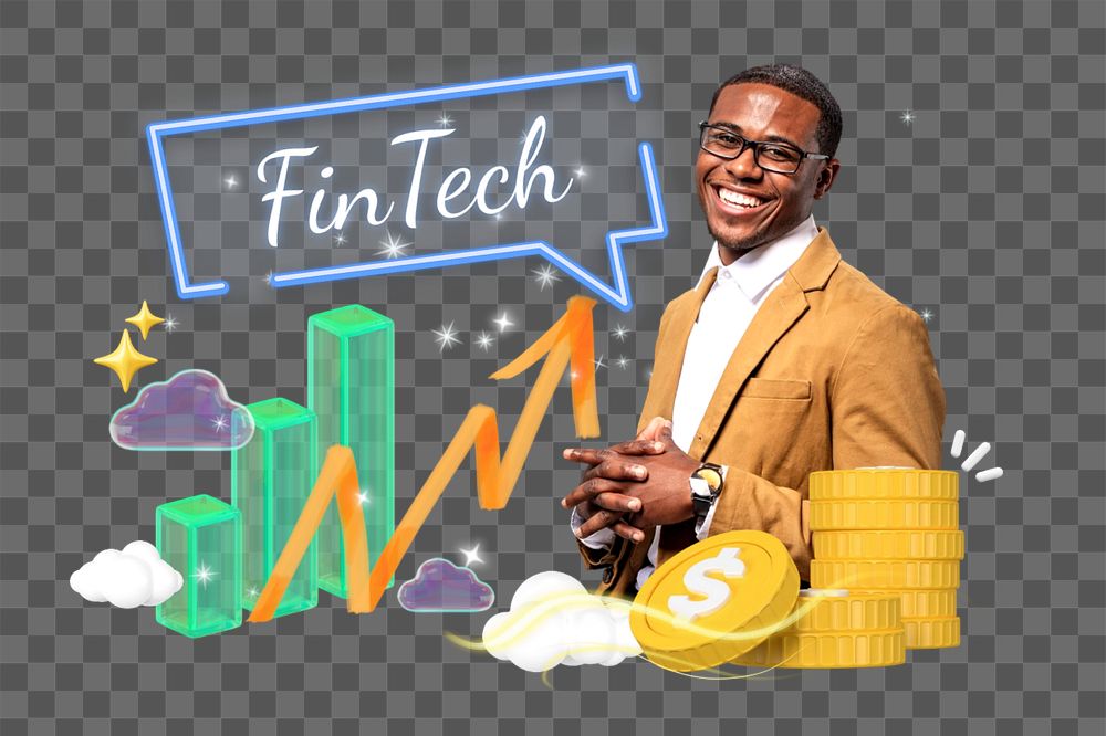 FinTech, editable business word 3D remix