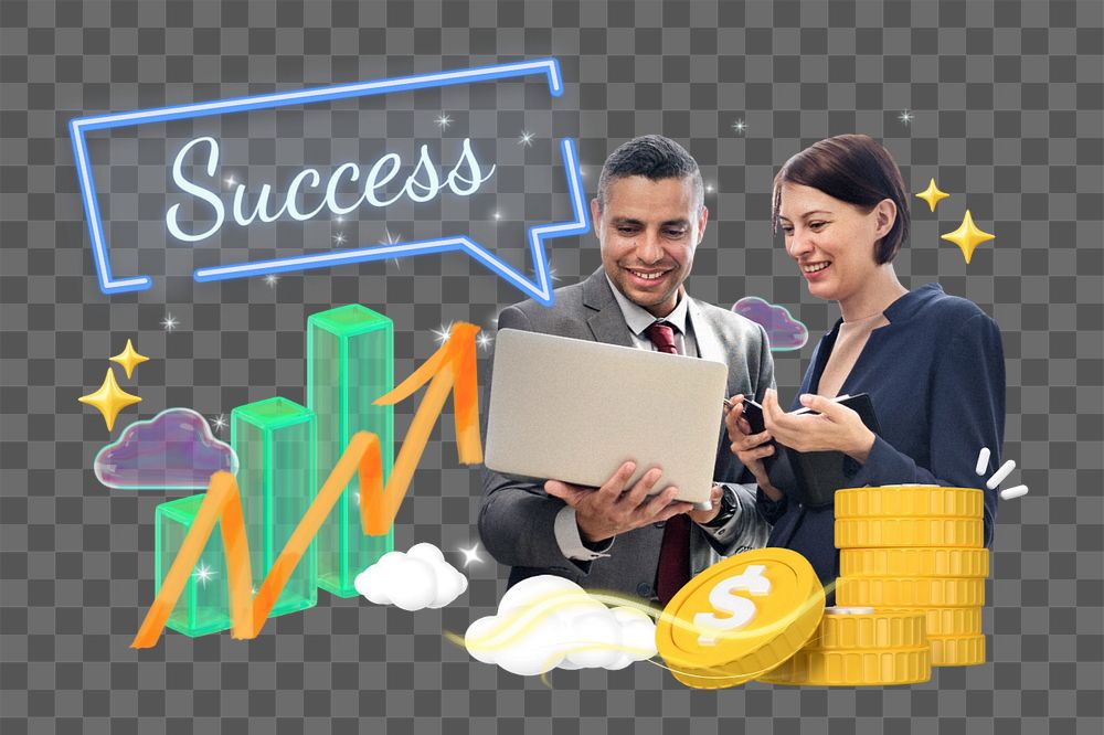 Success, editable business word 3D remix