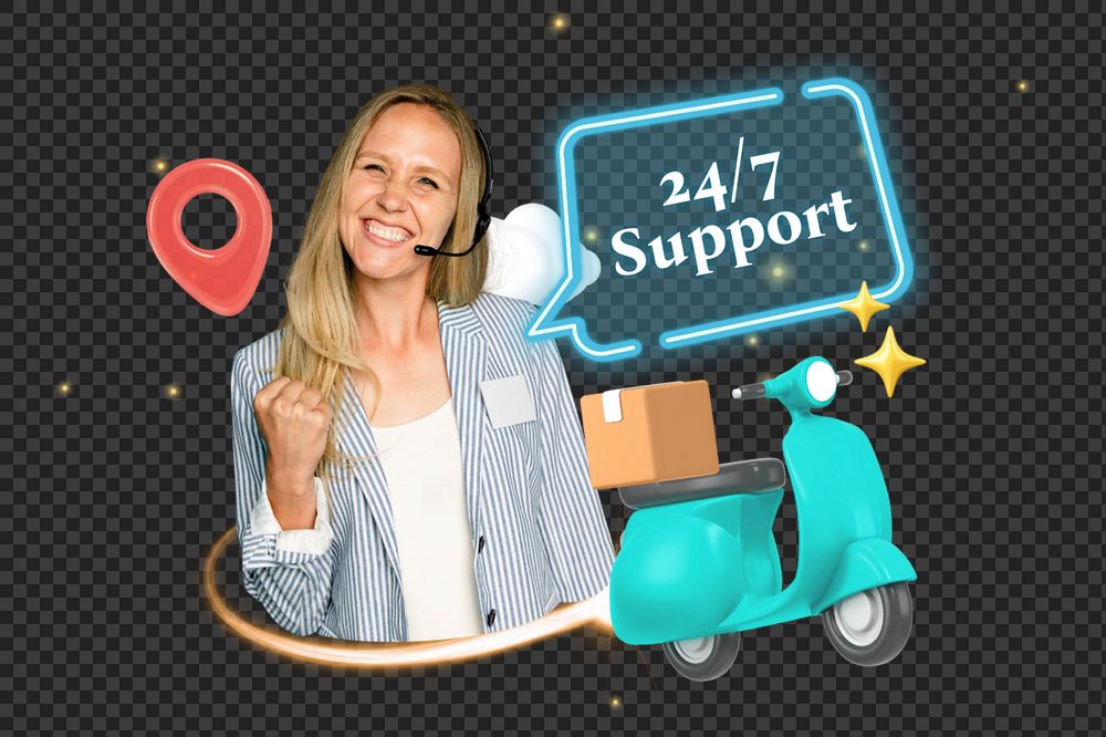 24/7 customer support, editable business word 3D remix