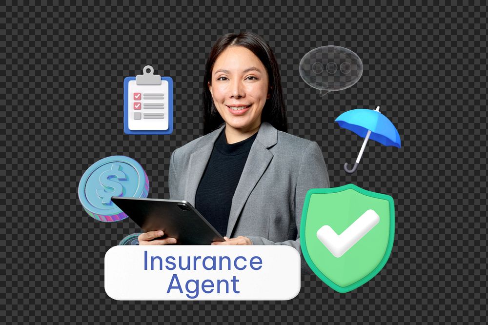 Insurance agent png word, job & career remix