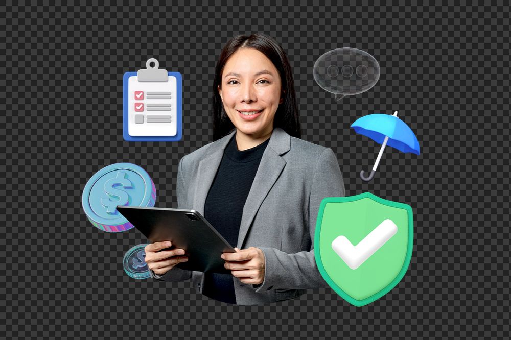 Insurance agent png, security & protection 3D remix