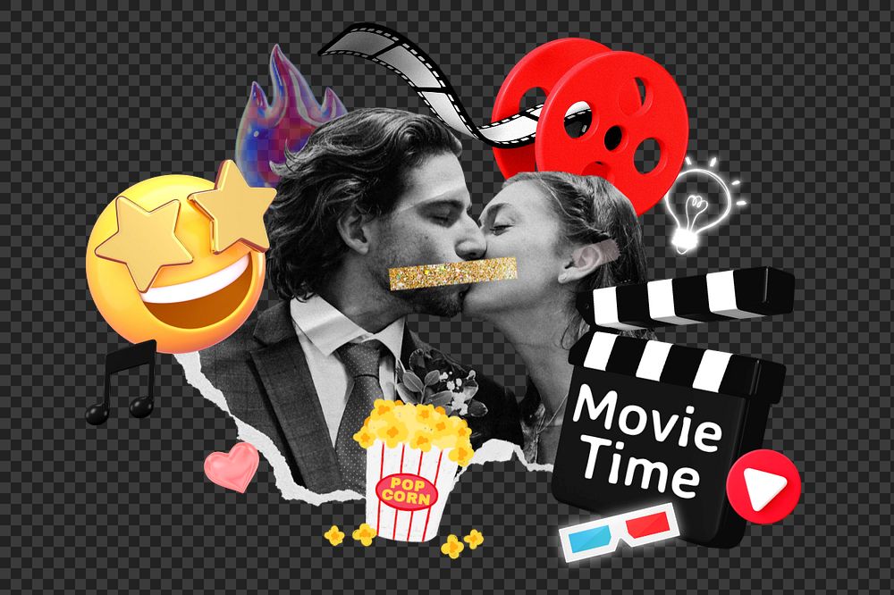 Movie time, editable word collage remix