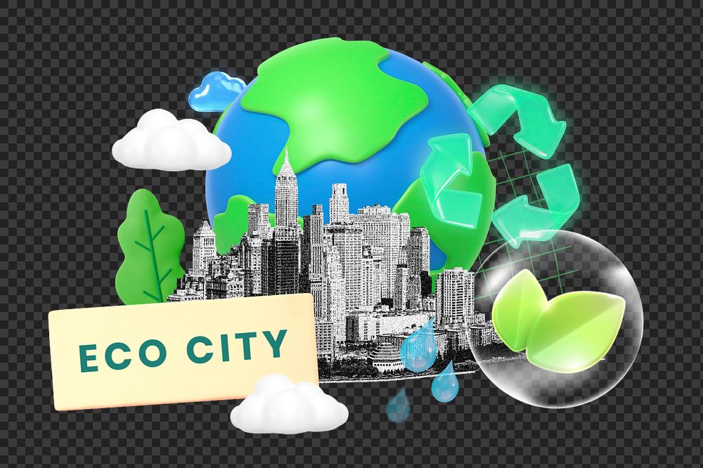 Eco city, editable word collage remix