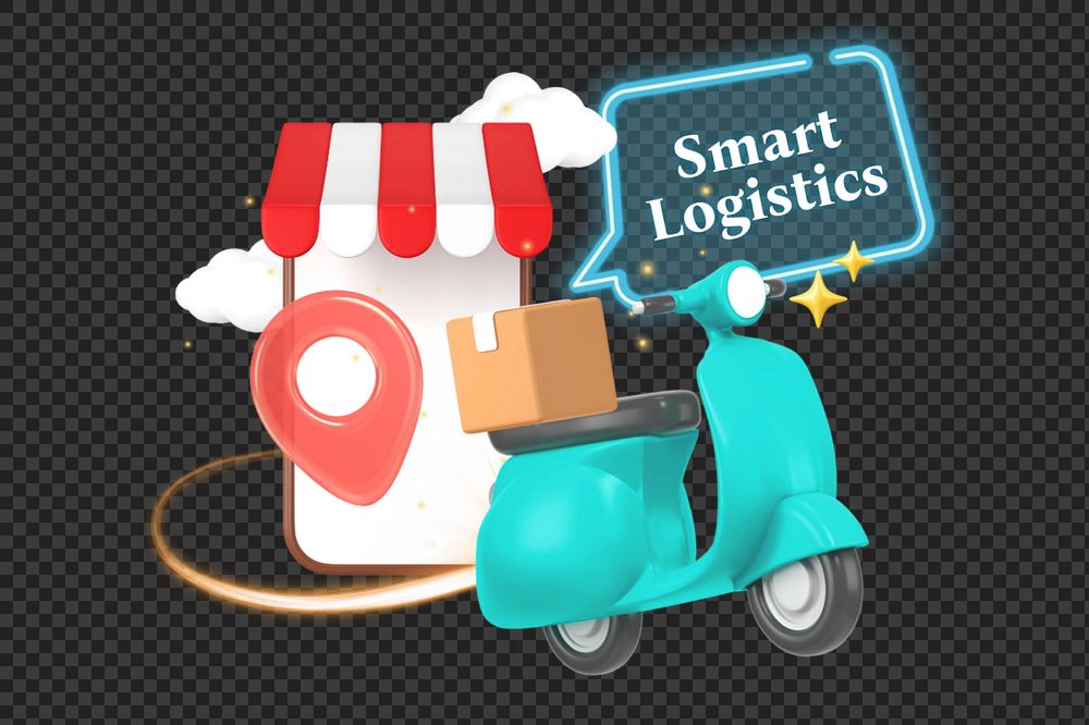 Smart logistics, editable word, 3D remix