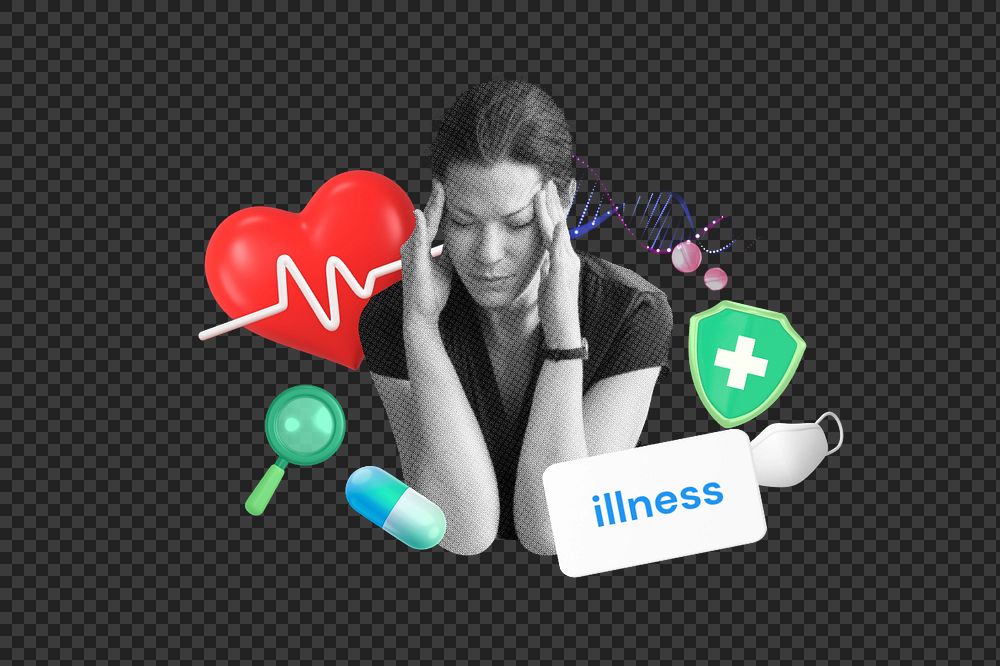 Illness, editable word, 3D remix