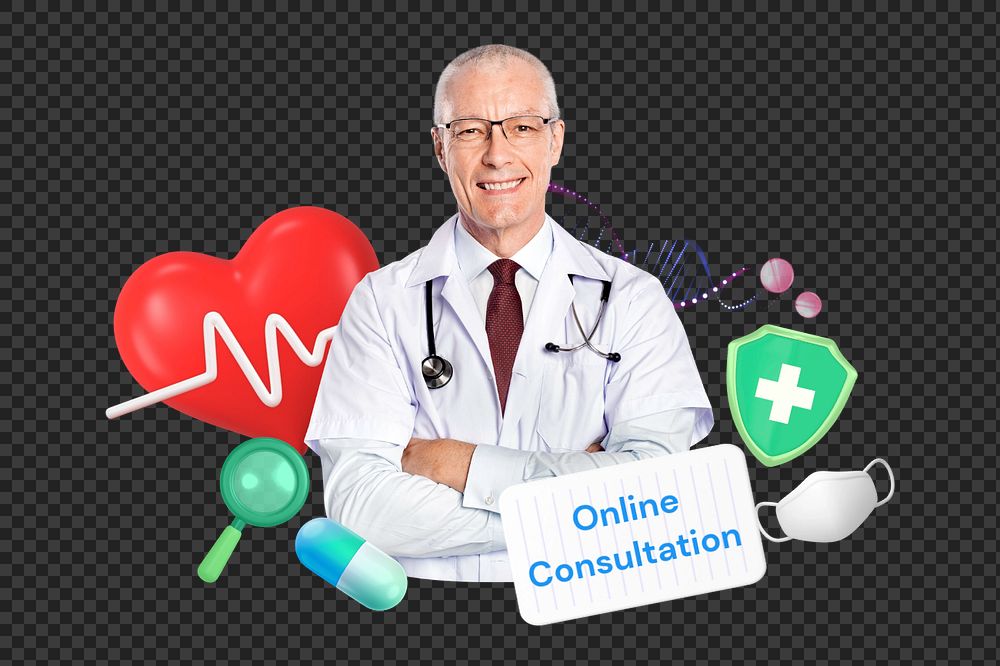 Online doctor consultation, editable word, 3D remix