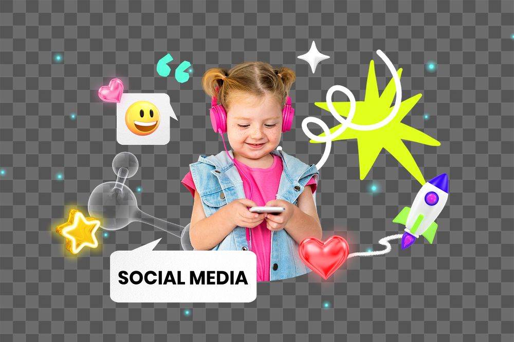 Social media png element, editable collage remix