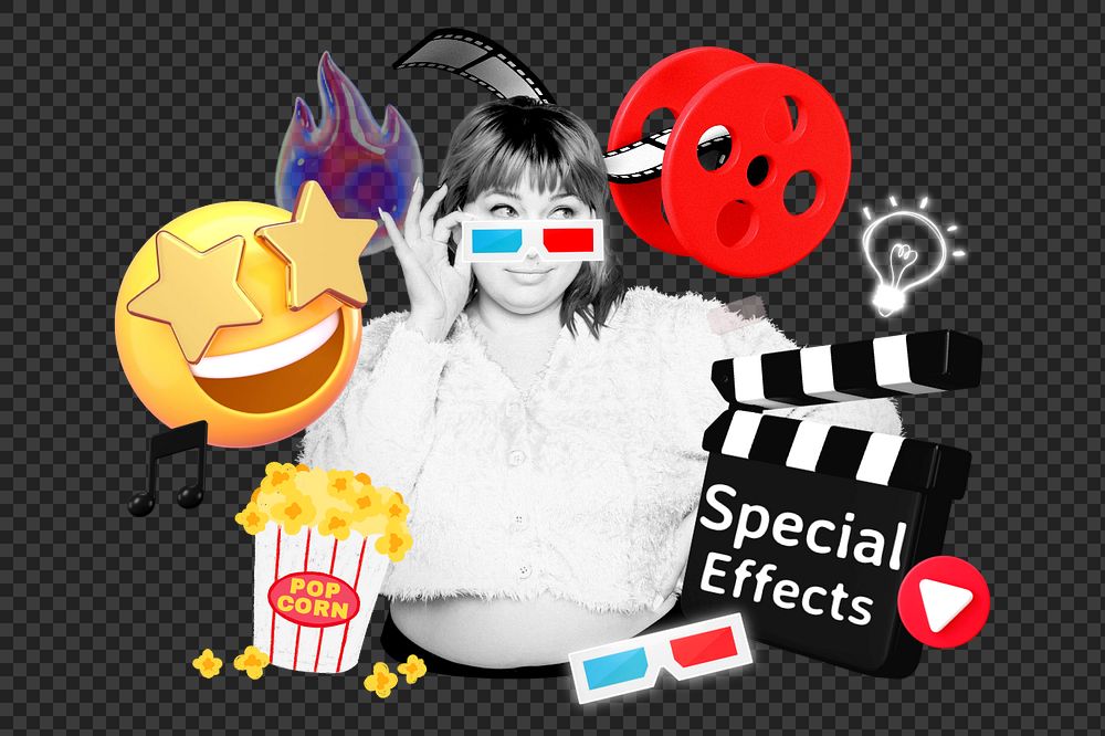 Movie special effects, editable entertainment word, 3D remix