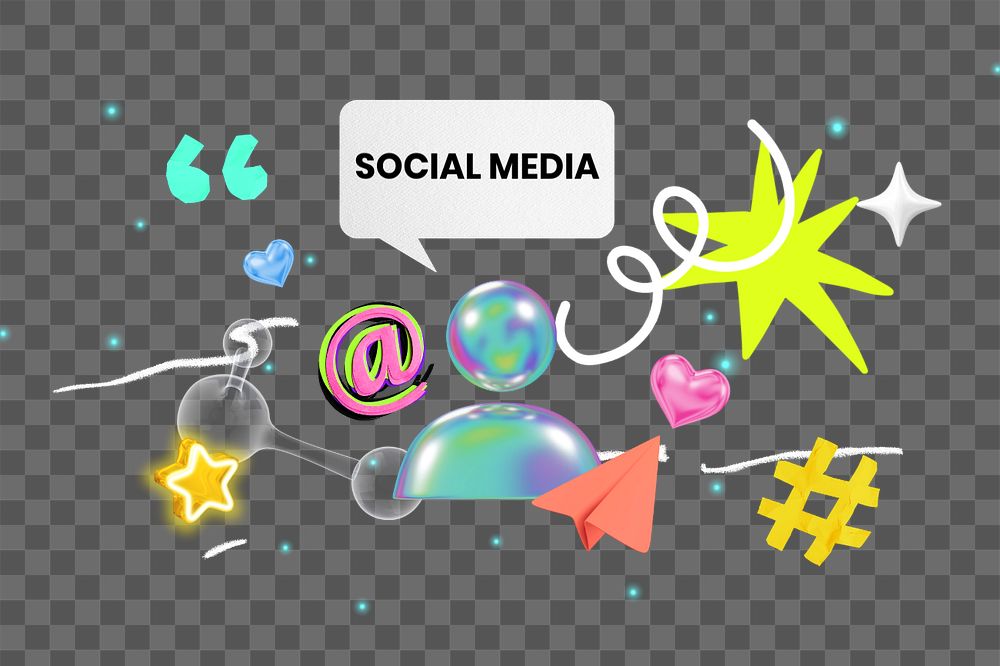 Social media png element, editable collage remix