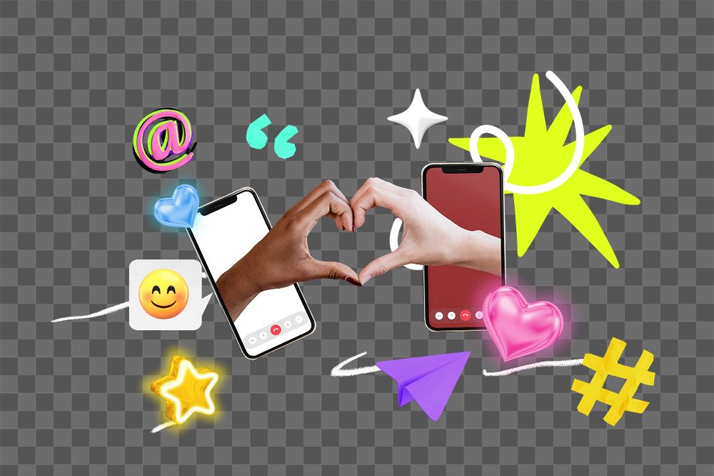 Dating app png element, editable collage remix