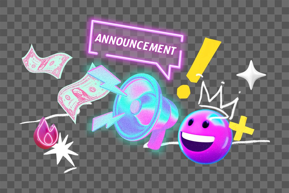 Announcement png element, editable collage remix