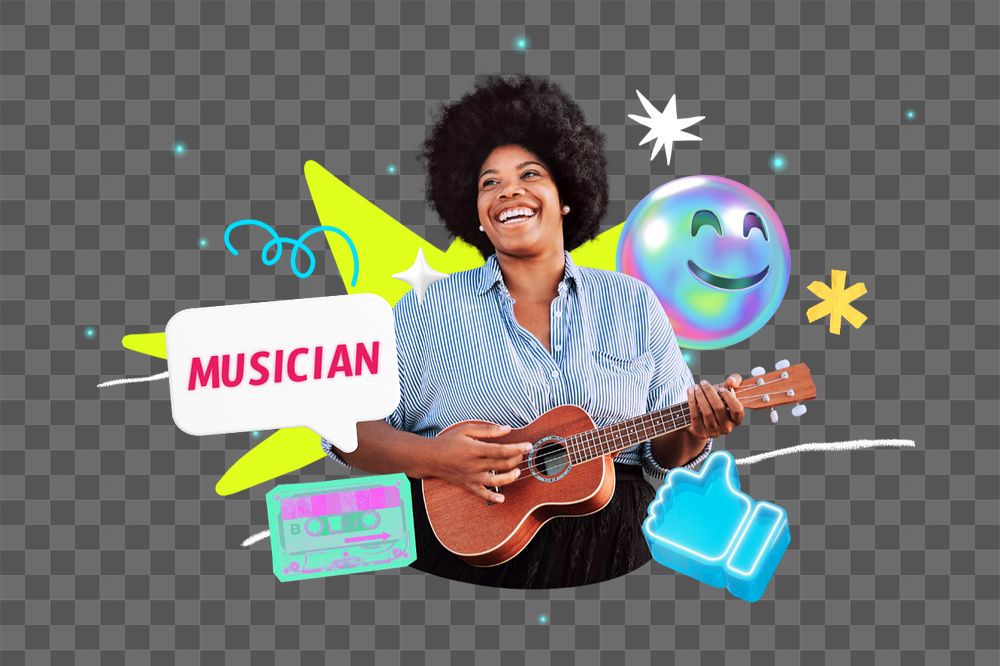 Happy musician png element, editable collage remix