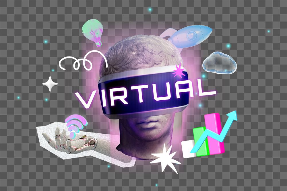 Virtual reality png element, editable collage remix