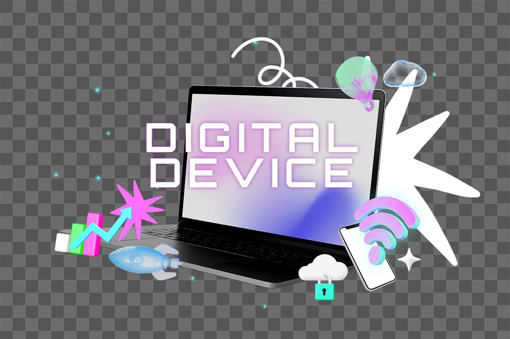 Digital device png element, editable collage remix