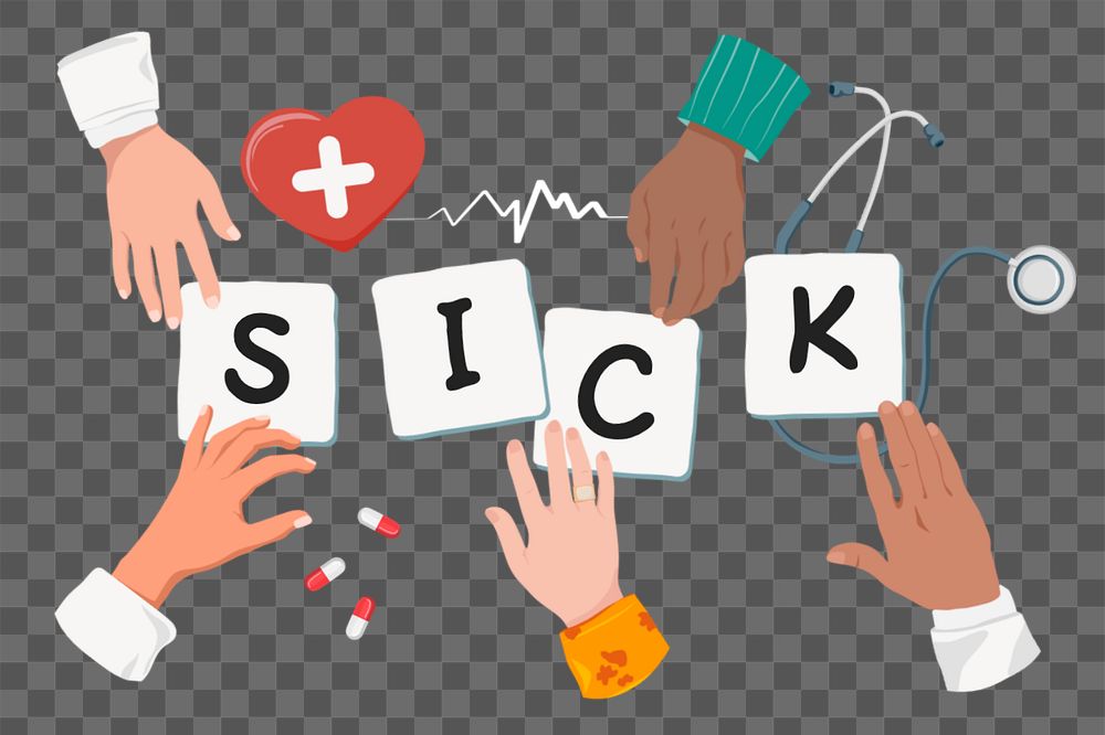 Sick diverse hands png, health & wellness editable remix