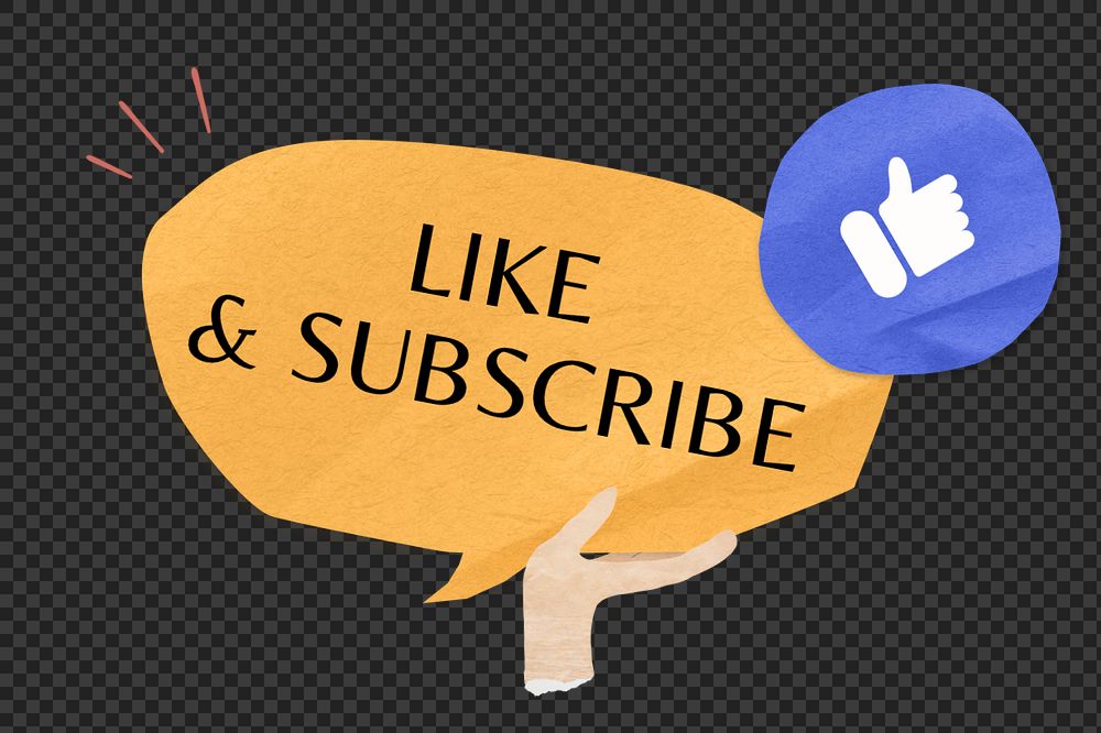 Like & subscribe, word in paper speech bubble, editable design
