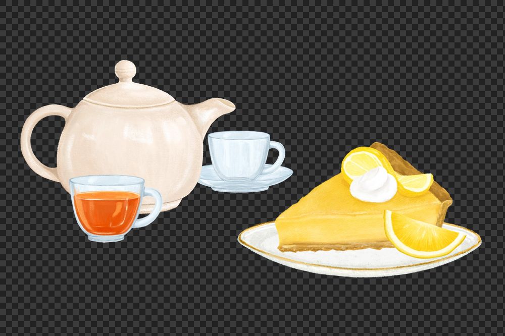 Lemon cheesecake, dessert png illustration, editable design