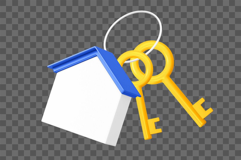 3D house and key, element editable illustration