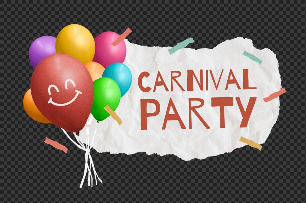Carnival party, balloons ripped paper remix, editable design