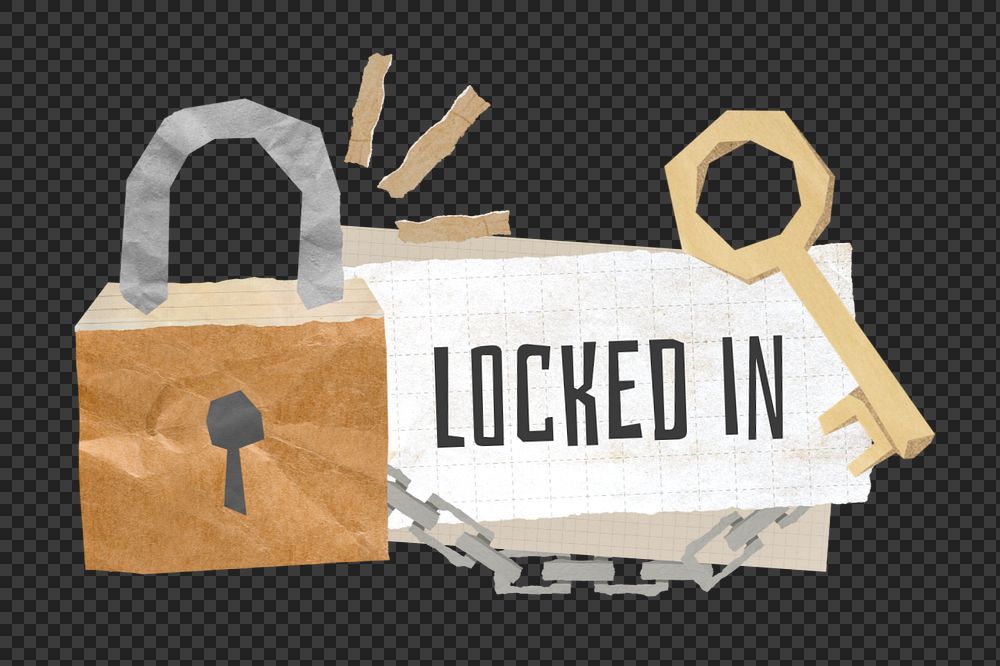 Locked in, lock and key paper craft remix, editable design